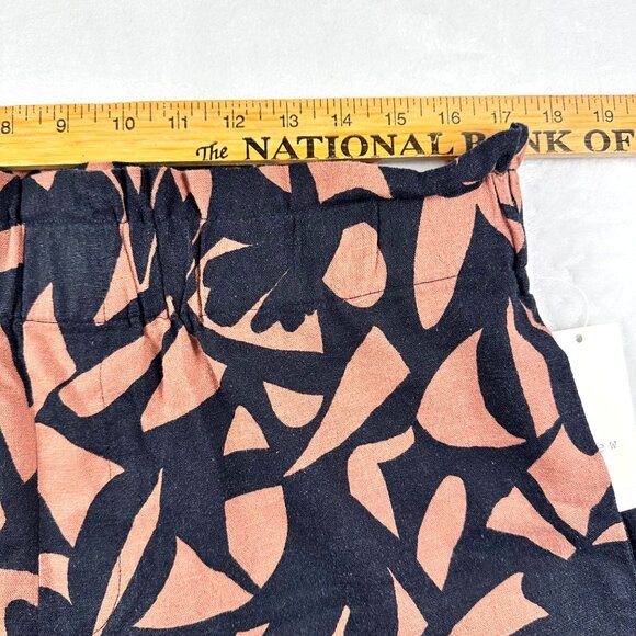 A New Day Womens Shorts Black Brown Sz L Tribal Print Linen Blend Comfy Vacay - Picture 8 of 9